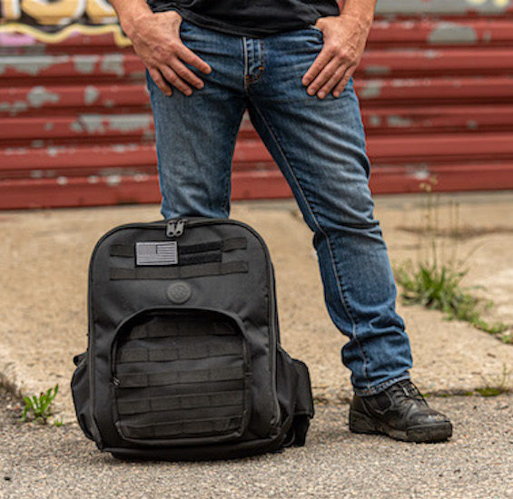 Bulletproof backpack on ground